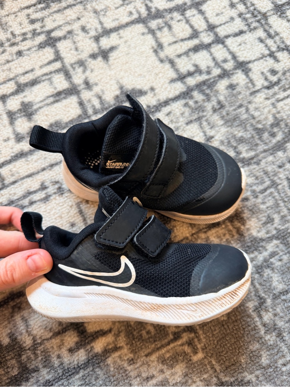 Nike Kids Black and White Velcro Athletic Sneakers